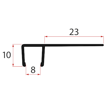 Set svislých těsnění pro sklo 8/8mm, 2000mm, černá NDGDB01