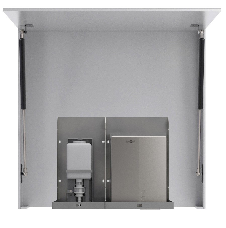 BASIC zrcadlová skříňka 100cm s automatickým dávkovačem mýdla a senzorovým osoušečem rukou MUM000122