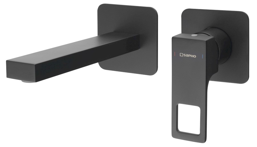 FORATA podomítková umyvadlová baterie, délka hubice 18,5cm, černá mat FT018/15