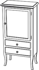 RETRO skříňka 60x120x38cm, starobílá, pravá 1691