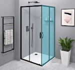 GS2111B (51399) SIGMA SIMPLY BLACK sprchové dveře posuvné pro rohový vstup 1100 mm, čiré sklo GS2111B