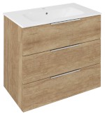 CIRASA umyvadlová skříňka 79,8x75x46cm, 3x zásuvka, dub Alabama CR831-2222