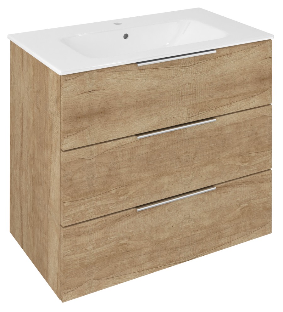 CR831-2222 (57643) CIRASA umyvadlová skříňka 79,8x75x46cm, 3x zásuvka, dub Alabama CR831-2222