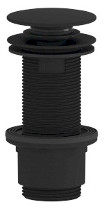 CV1132B (59347) Umyvadlová výpust 5/4“, click-clack, velká zátka, 10-80mm, ABS/černá mat CV1132B