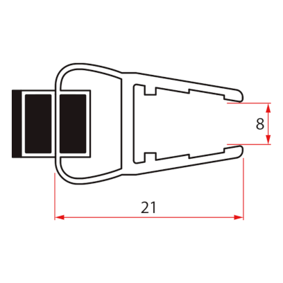 Set magnetických těsnění pro sklo 8mm a 3M pro nalepení , 2000mm NDGD05