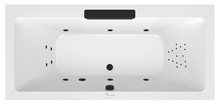 73836.102.5030 (60841) CASCATA hydromasážní vana, 185x85x45cm, kaskáda černá, Highline Hydro, černá 73836.102.5030