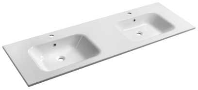 ARECA dvojumyvadlo, litý mramor, 161x51,5cm, bílá AC161