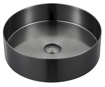 AURUM nerezové umyvadlo na desku, průměr 38cm, včetně výpusti, gun metal AU101