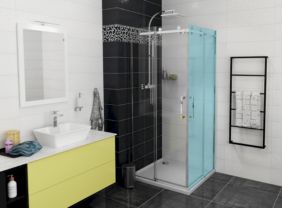 DRAGON sprchové posuvné dveře rohový vstup 1000 mm, čiré sklo GD4210