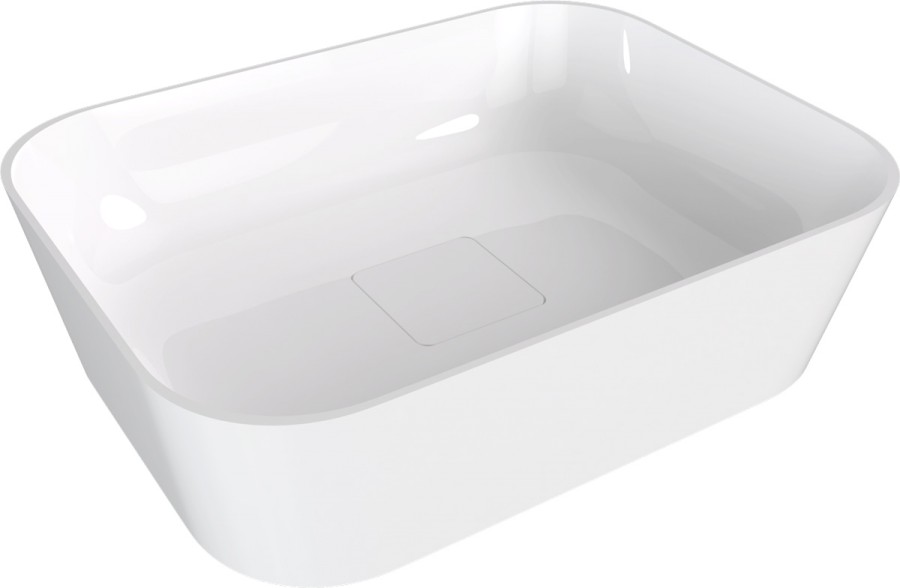 14596 (58423) BANERA SQUARE umyvadlo na desku, litý mramor, 50x36cm, bílá 14596