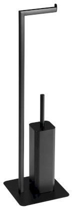 133214 (56774) FELIX stojan s držákem na toaletní papír a WC štětkou, hranatý, černá mat 133214