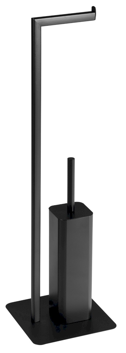 FELIX stojan s držákem na toaletní papír a WC štětkou, hranatý, černá mat 133214