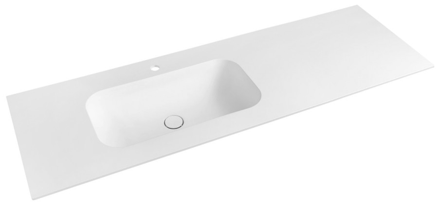 TS147-0101-L (43606) TREOS umyvadlo 146,6x51,3 cm (110+35), rockstone, levé, bílá mat TS147-0101-L