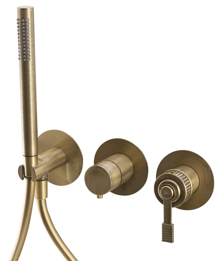RV052/18 (57774) VERSI podomítková sprchová/vanová baterie s ruční sprchou, 2 výstupy, bronz RV052/18