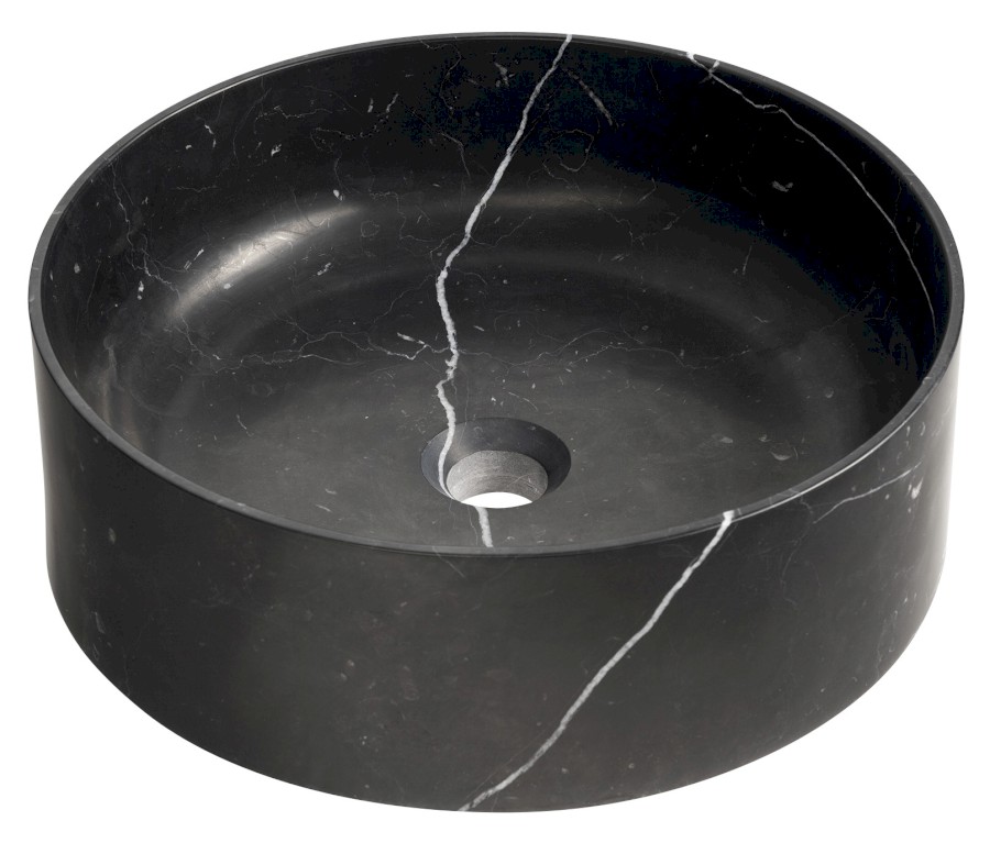 2401-52 (59635) BLOK kamenné umyvadlo na desku, Ø 40cm, matný černý Marquin 2401-52