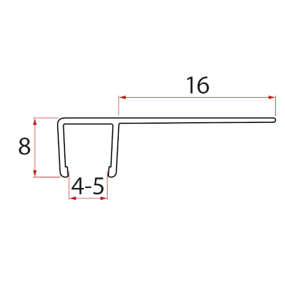 Set svislých těsnění pro sklo 5/5mm, 1850mm NDHLFS-2
