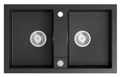 Granitový dvojdřez, 78x48cm, černá GR2224