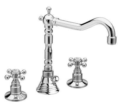 ANTEA tříprvková umyvadlová baterie s retro hubicí, s výpustí, chrom 3221