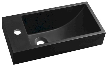 ARIANA umývátko, litý mramor, 50x25cm, baterie vlevo, černá mat SM012B