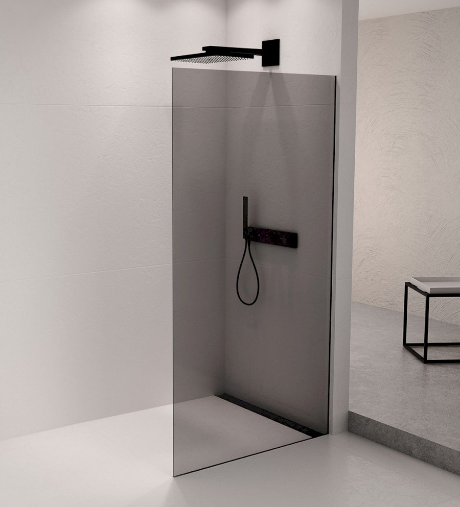 AL2116B (55258) ARCHITEX sada pro neviditelné uchycení skla, podlaha-stěna, 1610x2105mm, černá mat AL2116B