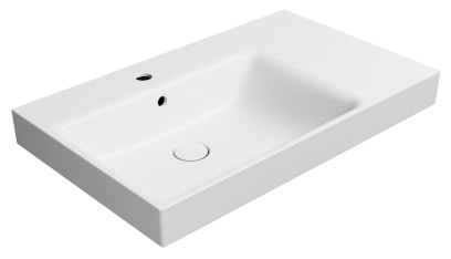 NUBES keramické umyvadlo 80x50cm, s odkládací plochou vpravo, bílá mat 9629109