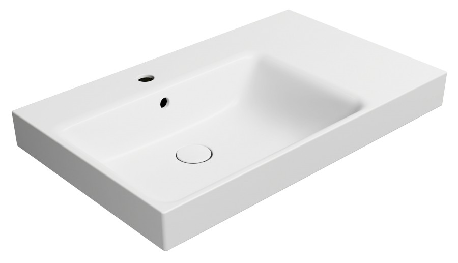 9629109 (62191) NUBES keramické umyvadlo 80x50cm, s odkládací plochou vpravo, bílá mat 9629109