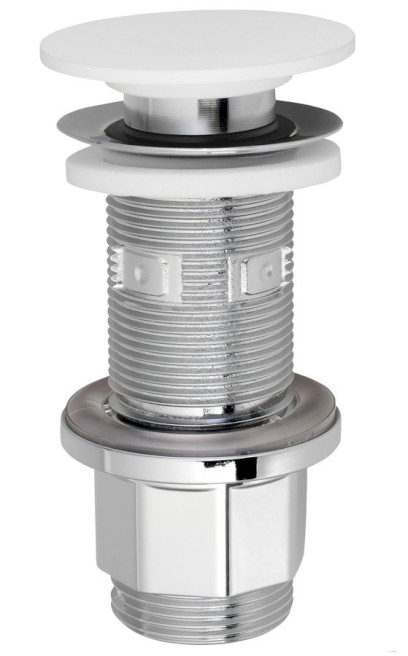 IMPALA umyvadlová výpust 5/4“, click-clack, Rockstone zátka, bílá mat WA03451