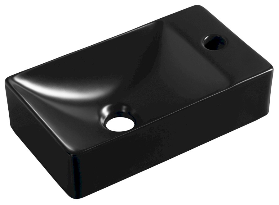 MGT3822B (56277) MARGITHA keramické umývátko 38x22cm, otvor pro baterii vpravo, černá mat MGT3822B