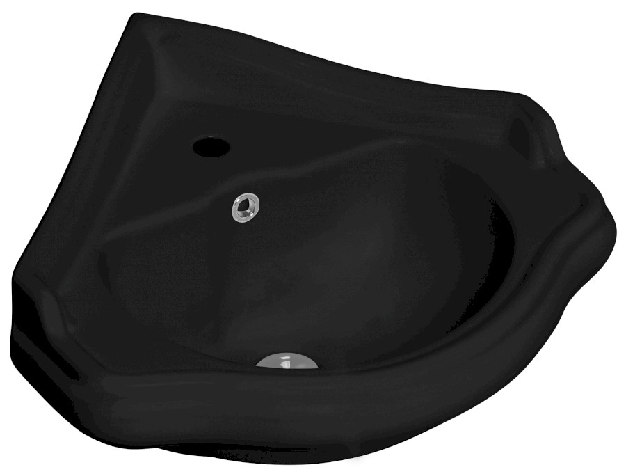 103231 (52024) RETRO keramické umyvadlo rohové, 57,5x58cm, černá mat 103231