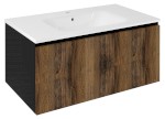 LE090-1935 (53697) LOREA umyvadlová skříňka 90x44x51,2cm, 1x zásuvka, dub collingwood/černá mat LE090-1935