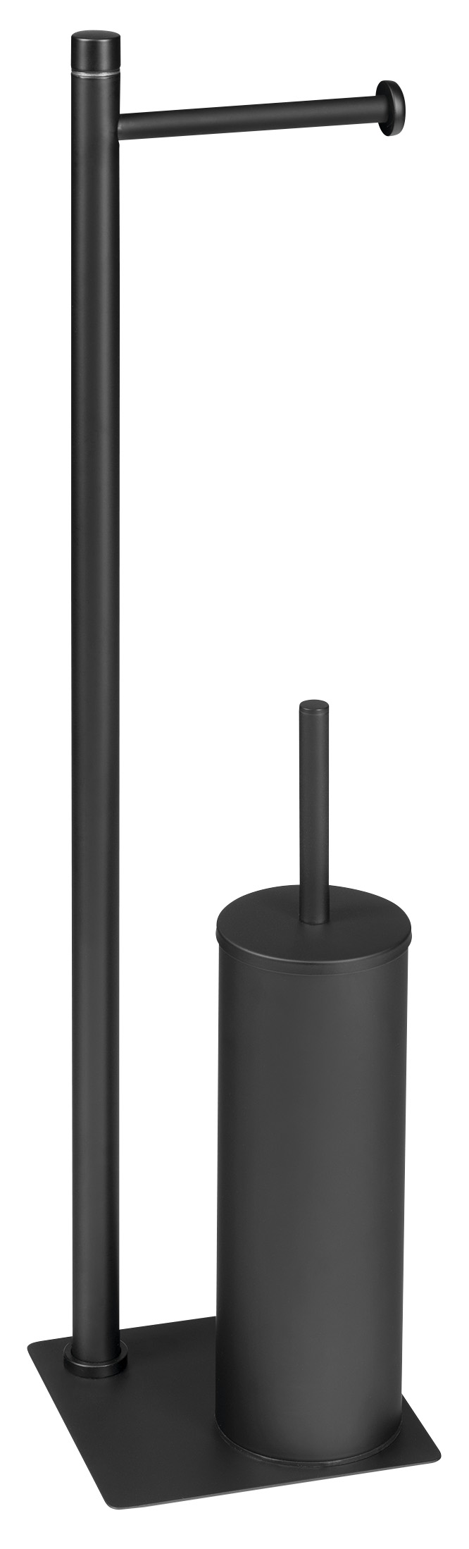 TRILLY stojan s držákem na toaletní papír a WC štětkou, hranatý, černá mat TR3214