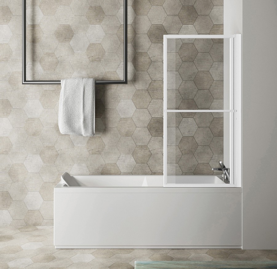 30336W (55527) KAGERA vanová zástěna s pneumatickým zdvihem, š. 710mm, bílá mat, čiré sklo 30336W