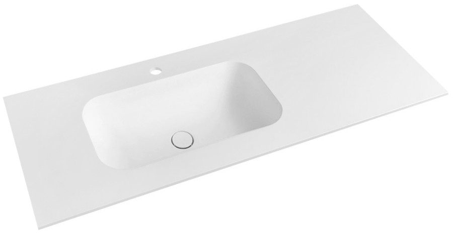 TREOS umyvadlo 96,6x51,3 cm (75+20), rockstone, levé, bílá mat TS097-0101-L