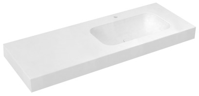 EMICO umyvadlo, Rockstone, 140x50cm, límec L, pravé, bílá mat EM140-B1R-L