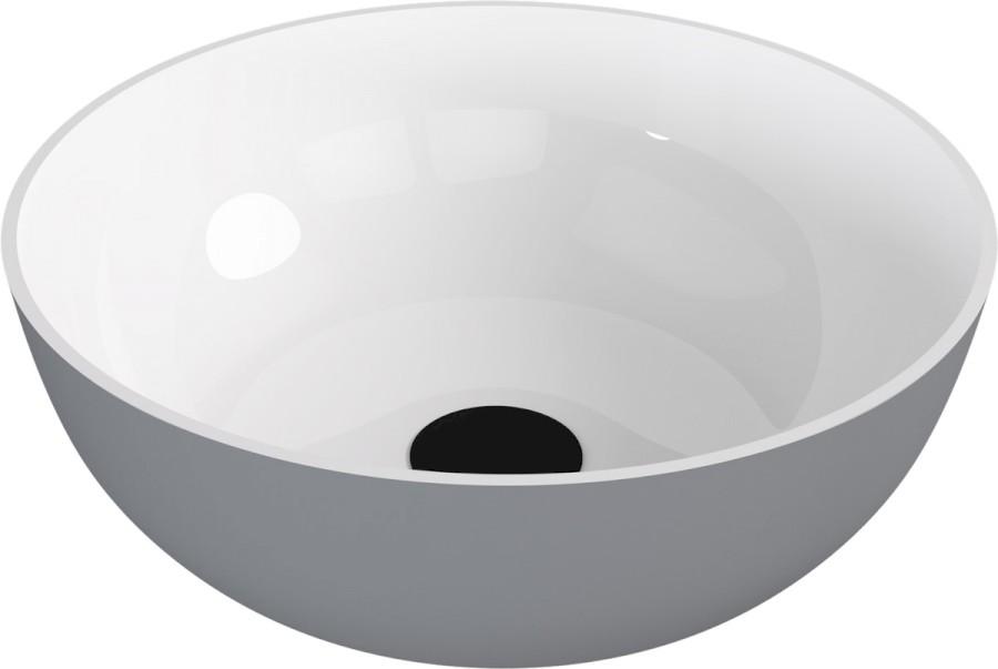 BANERA ROUND umyvadlo na desku, litý mramor, průměr 39cm, bílá/šedá mat 14337.32