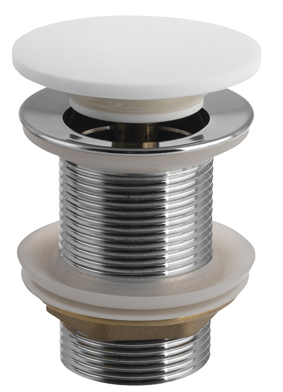 THIN umyvadlová výpust 5/4“, click-clack, Rockstone zátka, bílá mat WN721