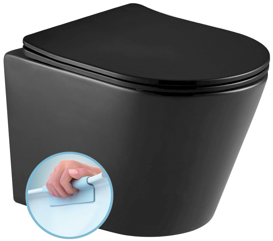 PZ1012WRB (53165) PACO závěsná WC mísa, Rimless, 36x53cm, černá mat PZ1012WRB