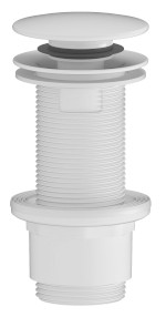 CV1132WM (59346) Umyvadlová výpust 5/4“, click-clack, velká zátka, 10-80mm, ABS/bílá mat CV1132WM