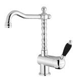 KIRKÉ BLACK stojánková dřezová baterie, černá páčka, chrom KI14NC