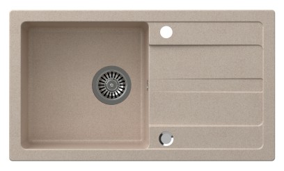 Granitový vestavný dřez s odkapem, 77x44cm, béžová GR7202