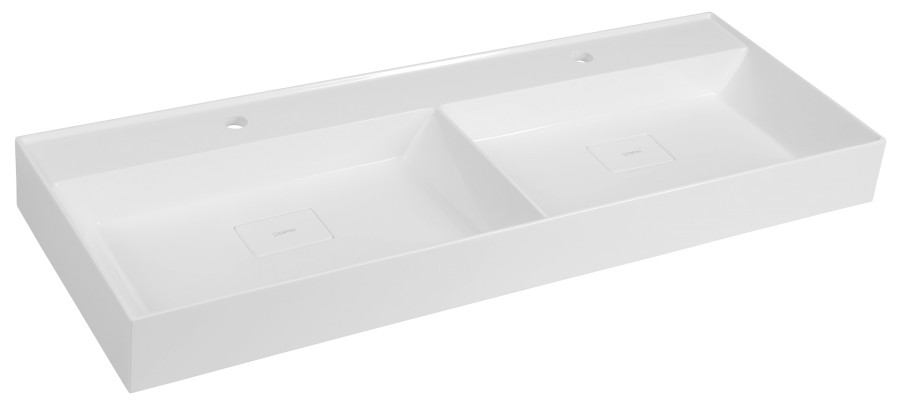 GU119 (42703) GODIVA dvojumyvadlo, litý mramor, 119x44cm, bílá GU119