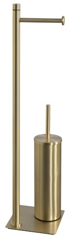 TRILLY stojan s držákem na toaletní papír a WC štětkou, hranatý, zlato mat TR3288