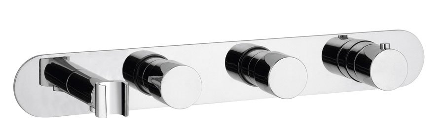 Podomítková termostatická sprchová/vanová baterie s držákem ruční sprchy, 2 výstupy,kulatá,chrom MB623