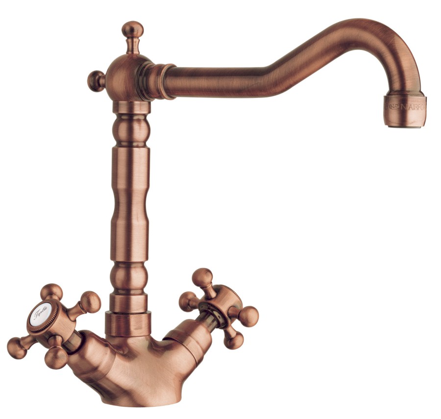 ANTEA stojánková dřezová baterie s retro hubicí, měď 3124