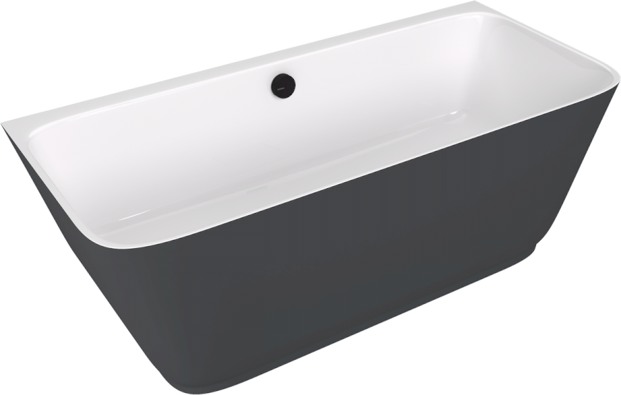 72430.52 (57539) SKYLLA nástěnná stojící vana litý mramor 170x75x60cm, bílá/antracit mat 72430.52