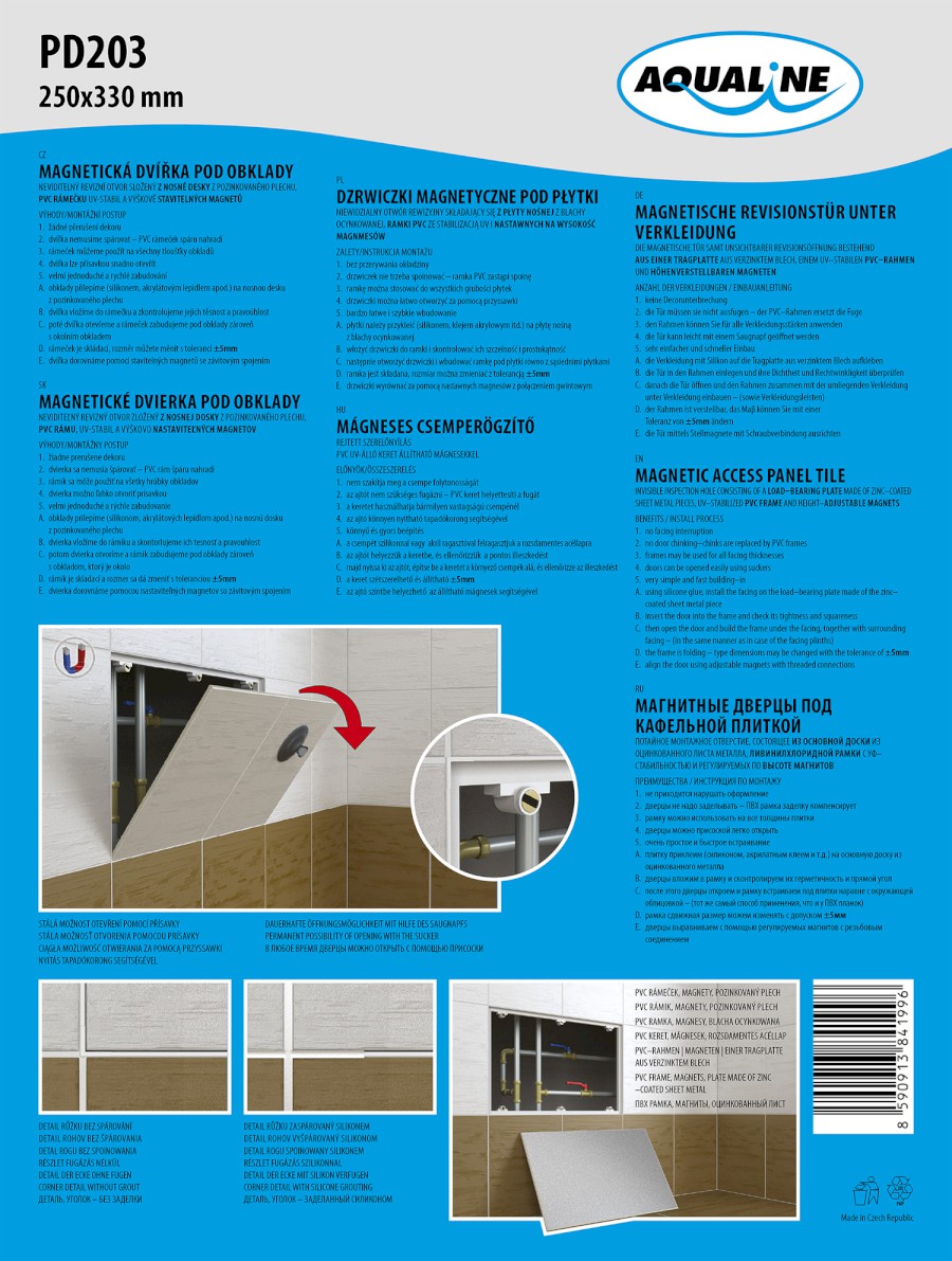 PD203 (26142) Magnetická dvířka pod obklady 250x330 mm PD203