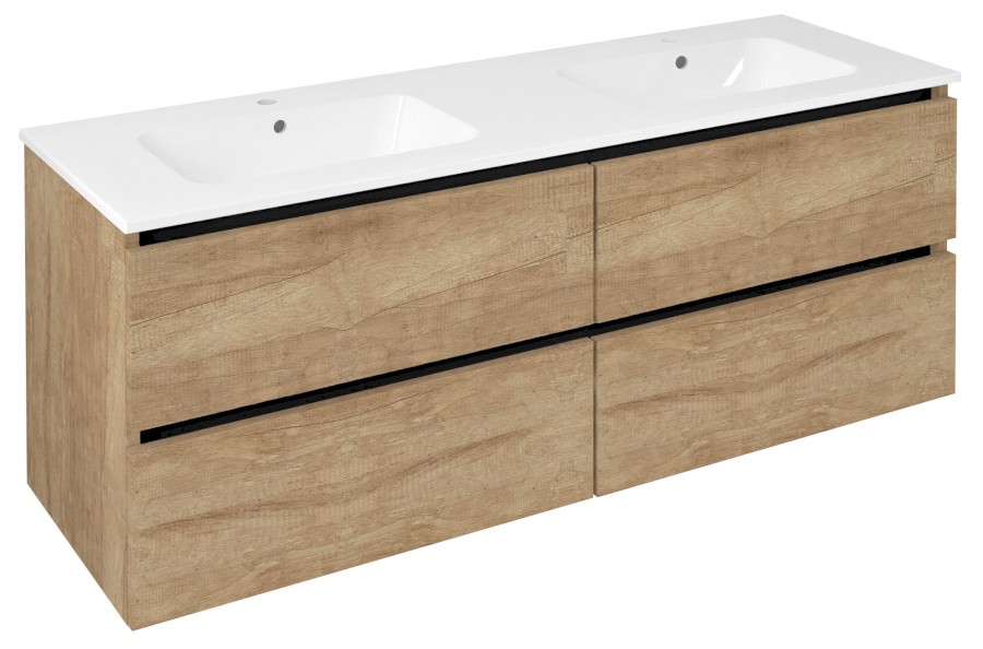 EZ141-2222 (60257) EZARA dvojumyvadlová skříňka 140x55x46cm, dub alabama EZ141-2222