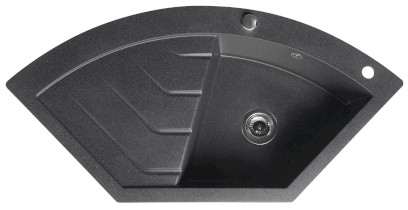 Granitový vestavný dřez rohový s odkapem, 114x57,5cm, černá GR1934