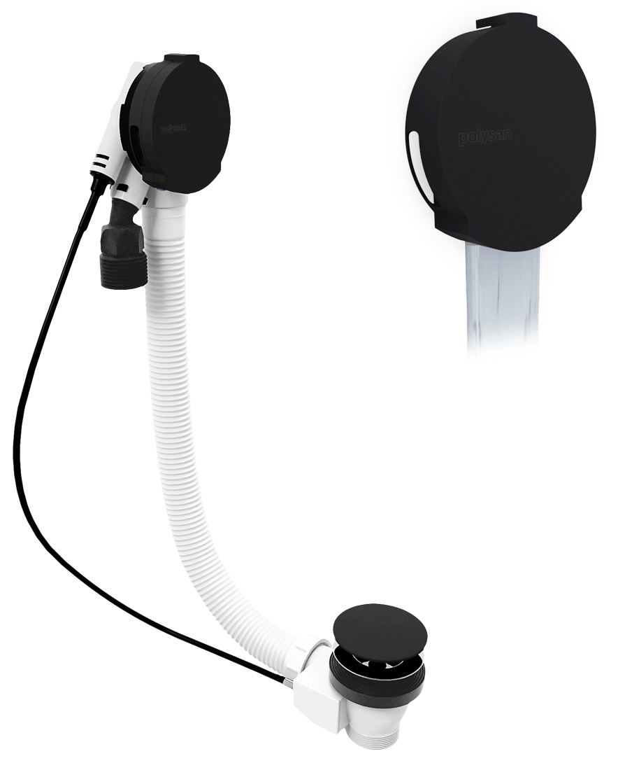 71855.21 (53691) Vanová souprava s napouštěním, bovden, délka 1000mm, zátka 72mm, černá mat 71855.21