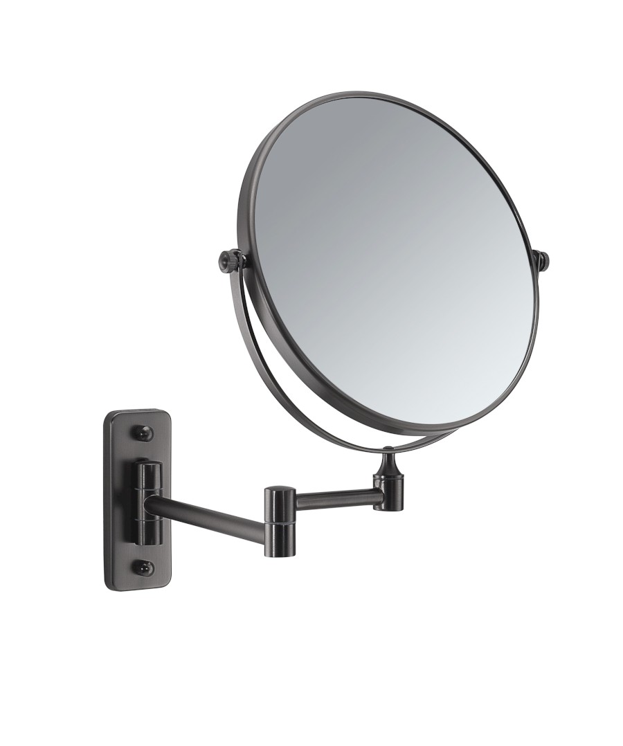 CO202481 (58200) GAIA kosmetické zrcátko závěsné, Ø 180mm, oboustranné, gun metal CO202481